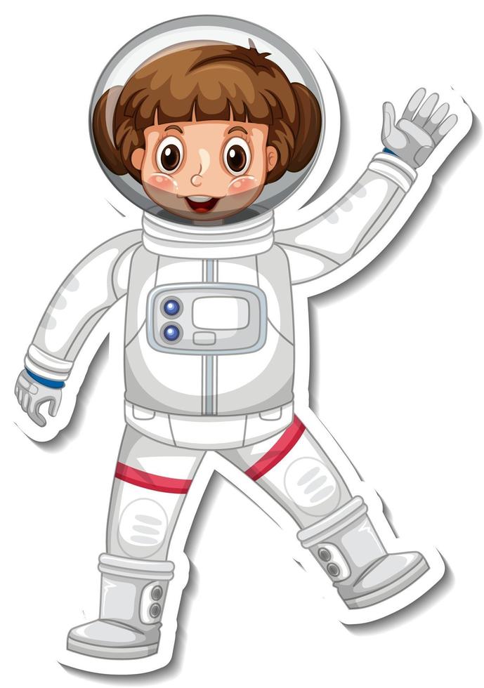 Astronaut or spaceman cartoon character in sticker style vector