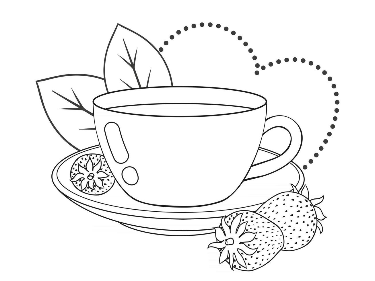 taza de té con fresa vector