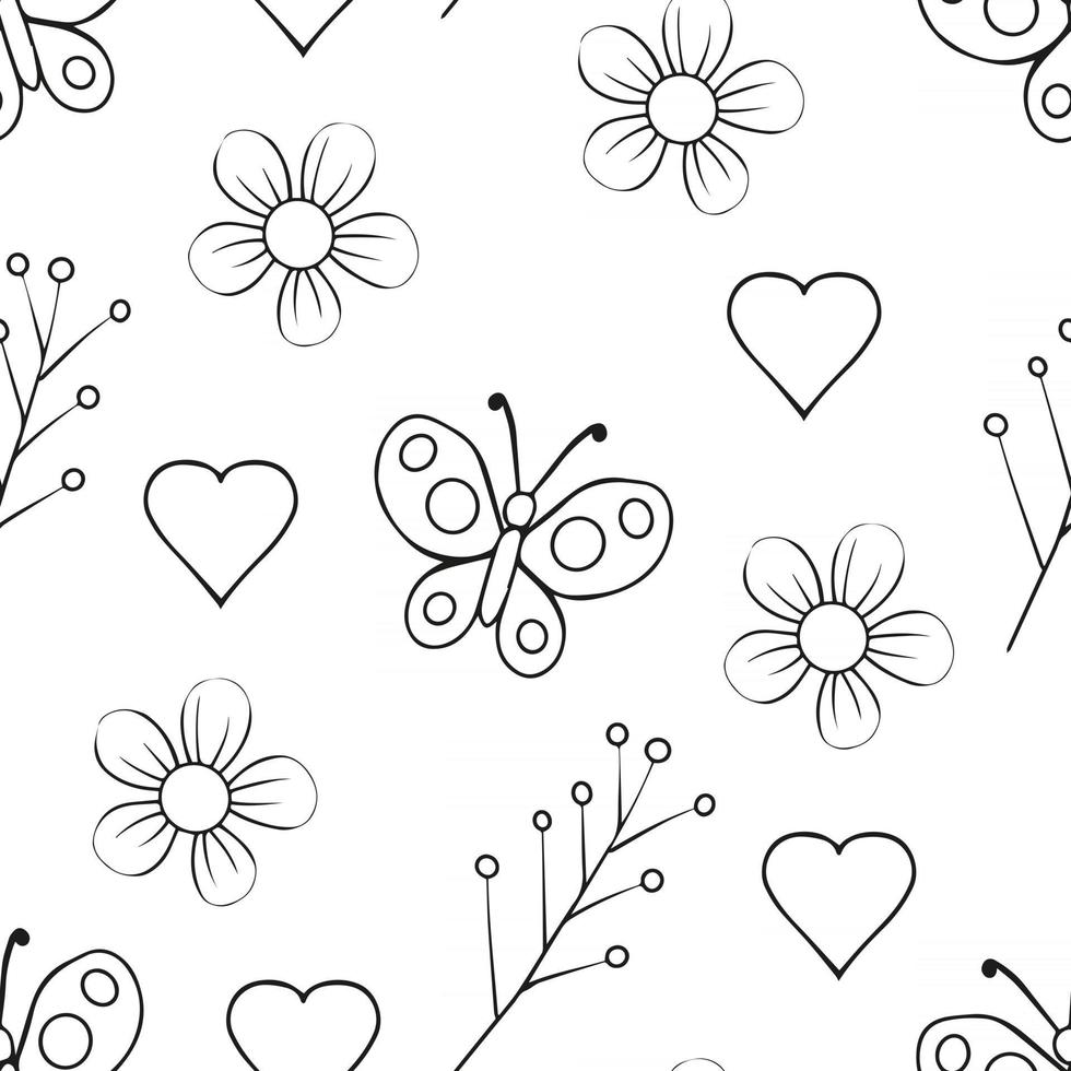 Monochrome Floral Seamless Pattern vector