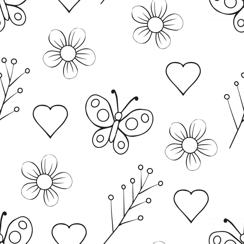 Monochrome Floral Seamless Pattern vector