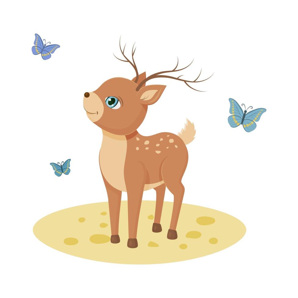 Cute Deer Baby With Butterfly vector