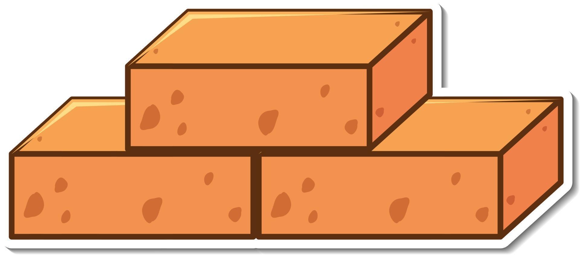 Three brick blocks sticker on white background vector