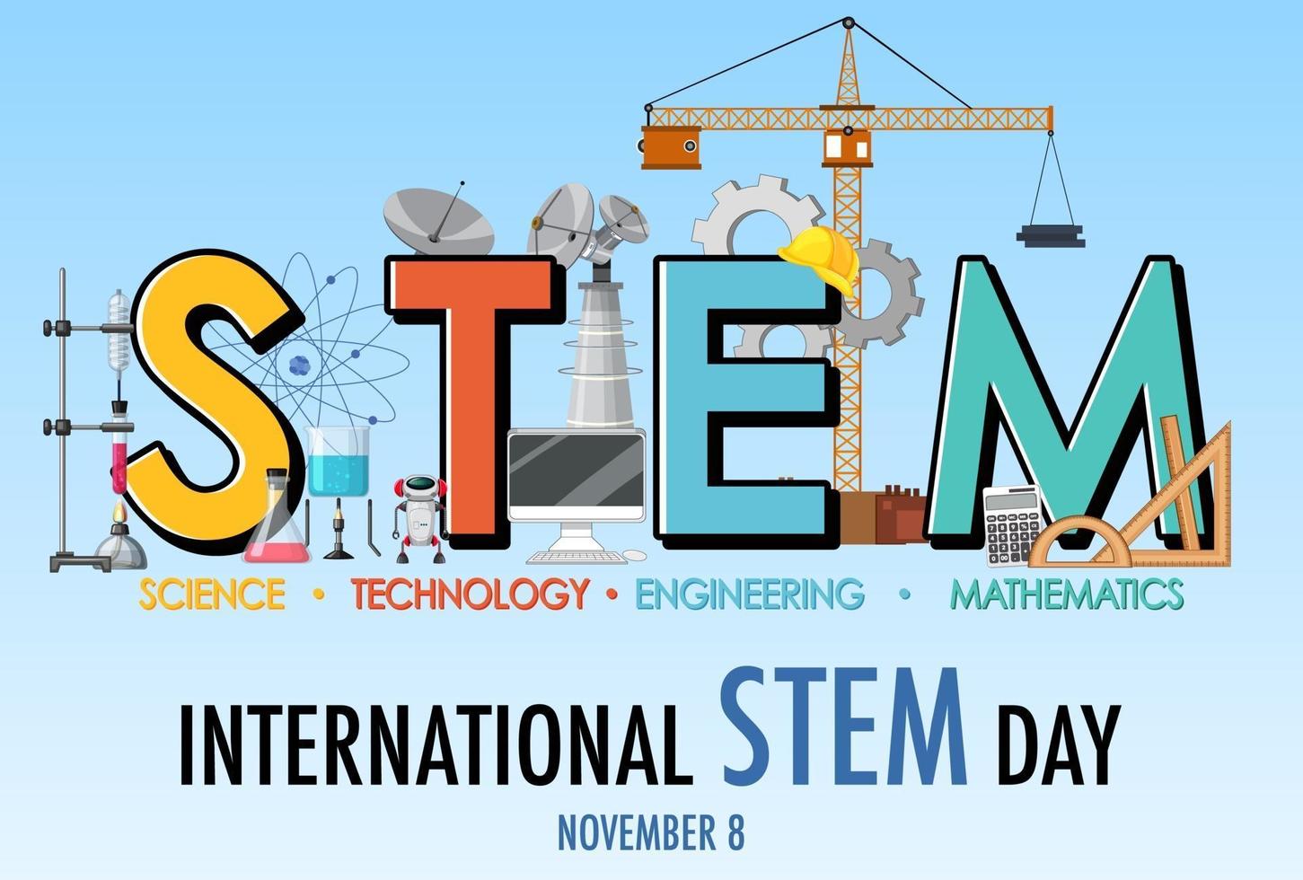 International STEM Day on November 8th logo banner vector