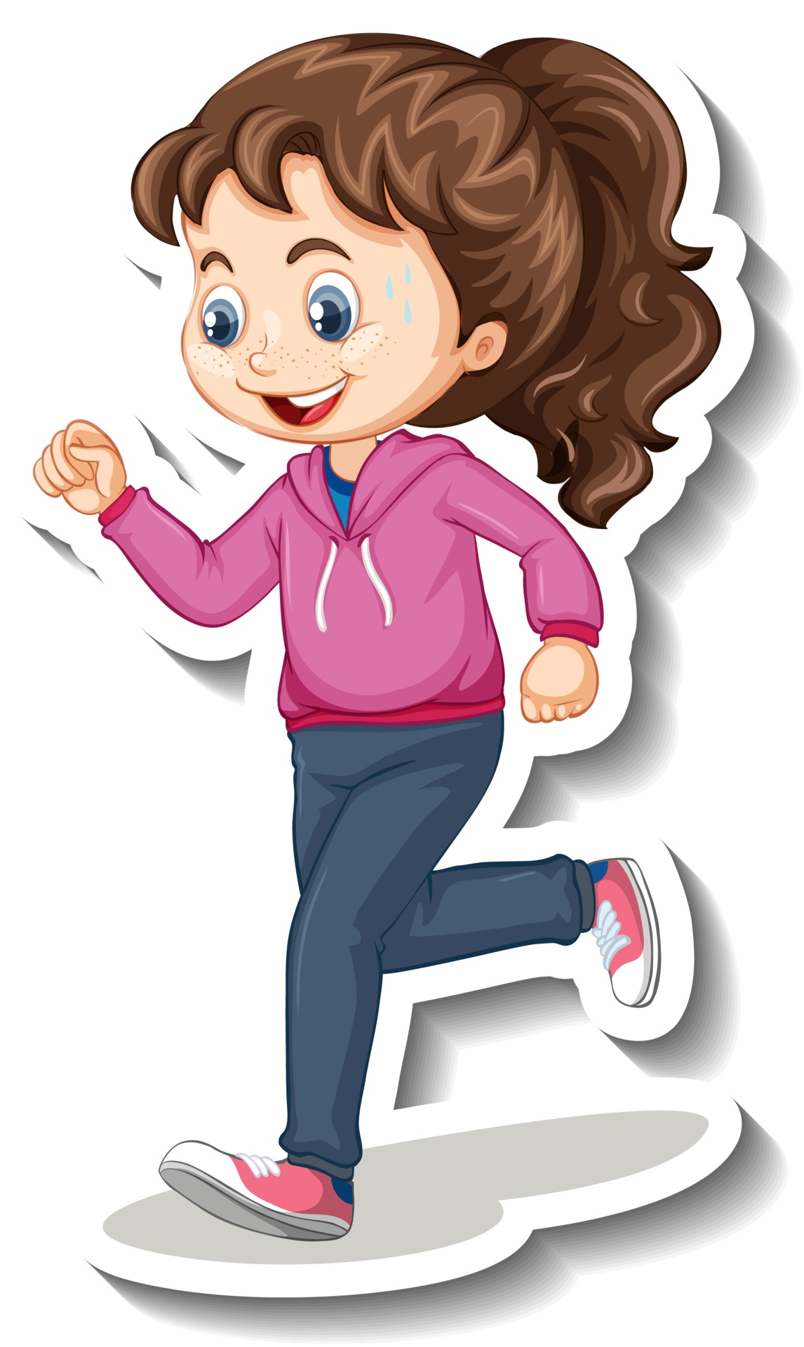 Cartoon character sticker with a girl jogging on white background 2882482 Vector Art at Vecteezy Cartoon character sticker with a girl jogging on white background 2882482 Vector Art at Vecteezy