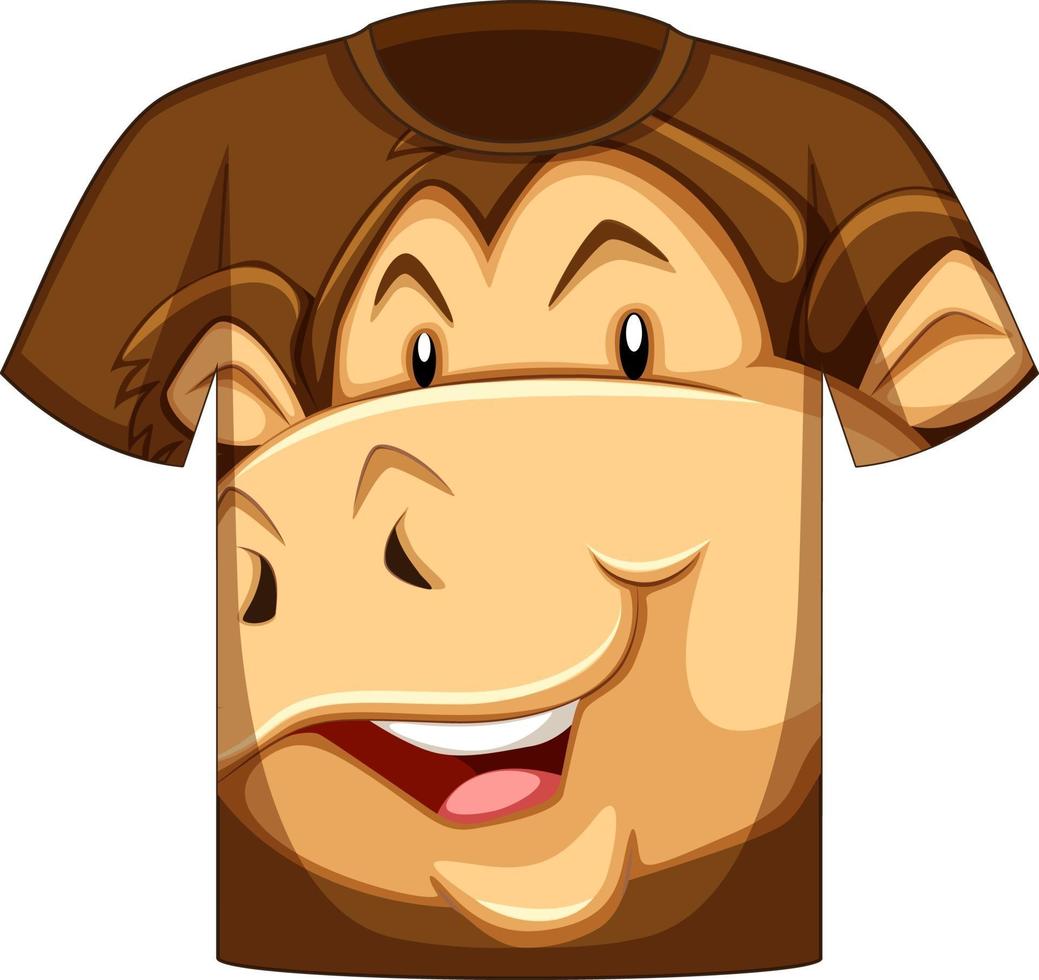 Front of t-shirt with face of monkey pattern vector