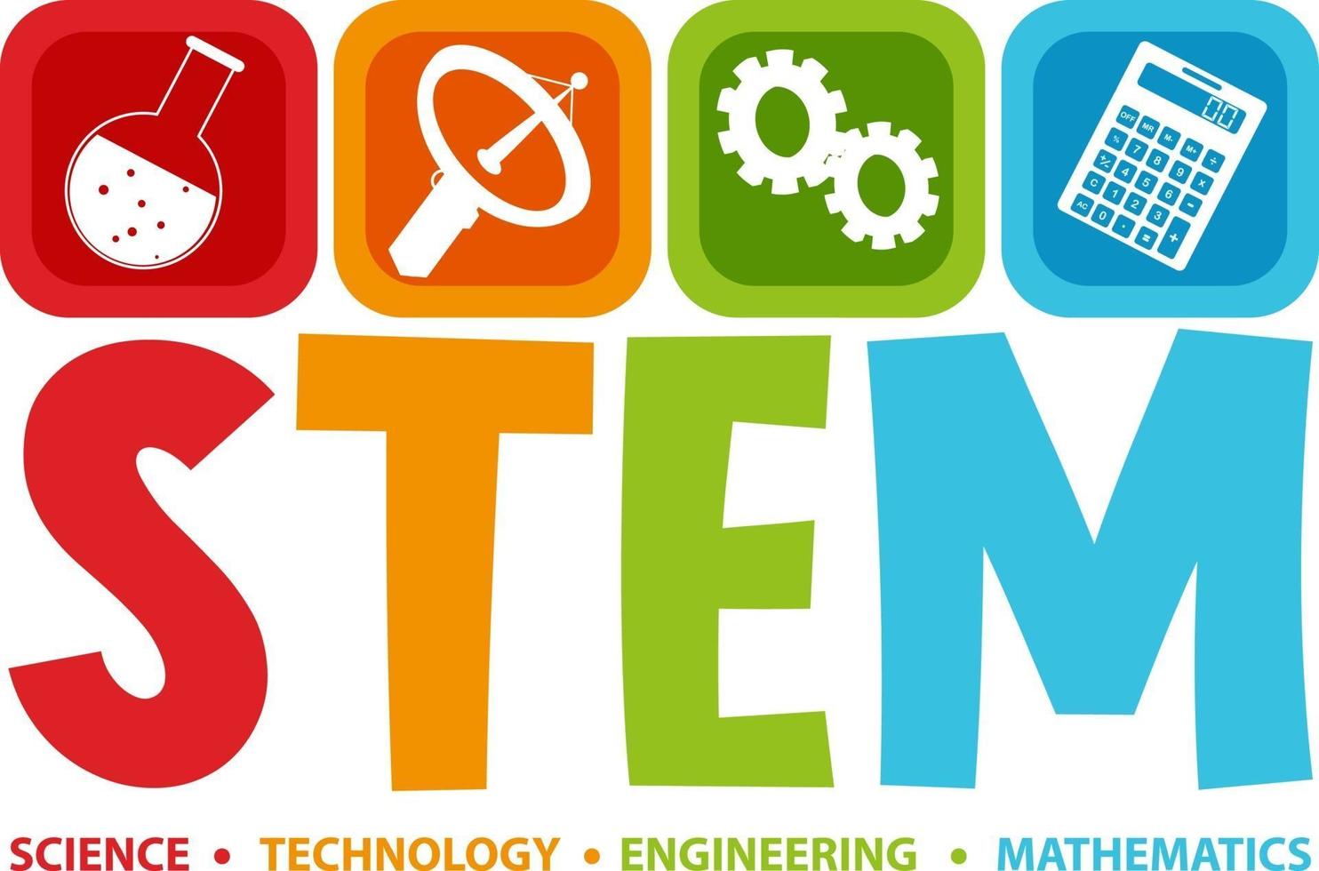 Colourful STEM education text icon vector