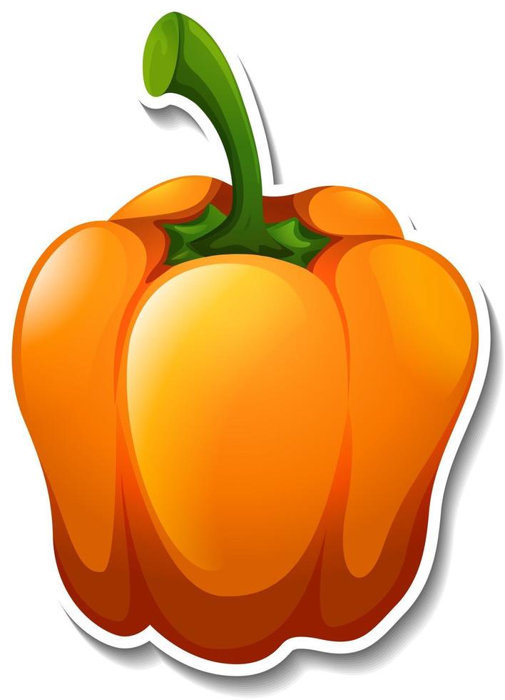 Orange capsicum sticker on white background vector