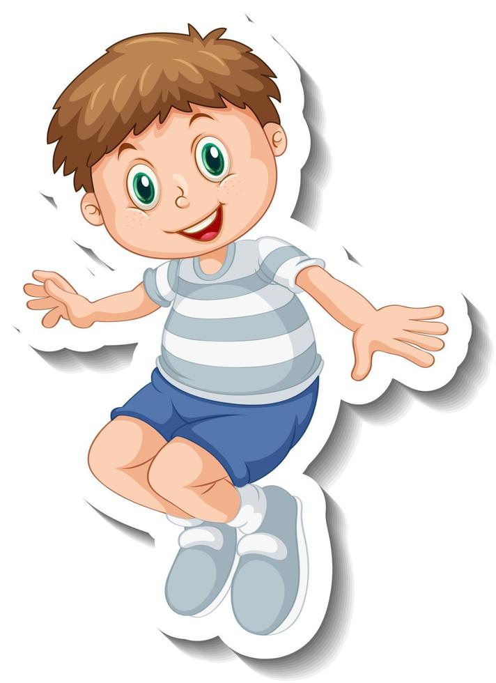 Sticker template with a boy cartoon character isolated vector