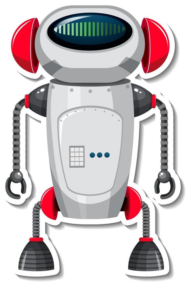 Sticker template with robot in cartoon style vector