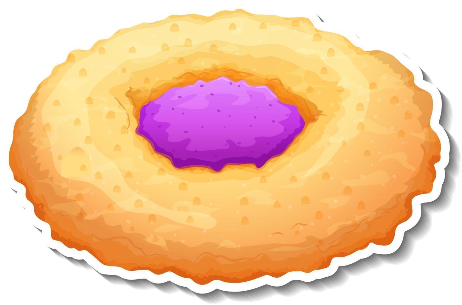 Round bread with blueberry jam sticker on white background vector