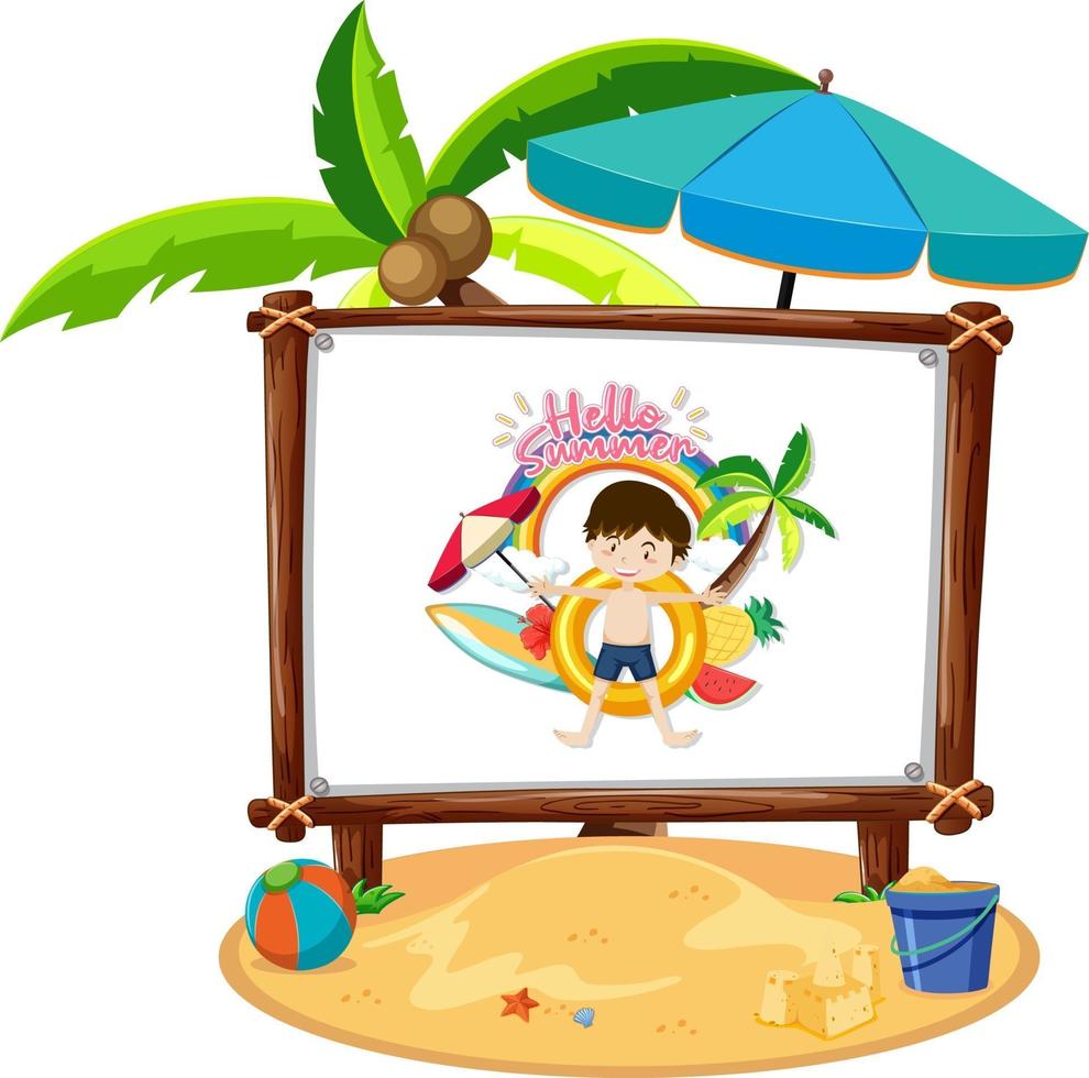 imagen de niño en la playa escena aislada vector