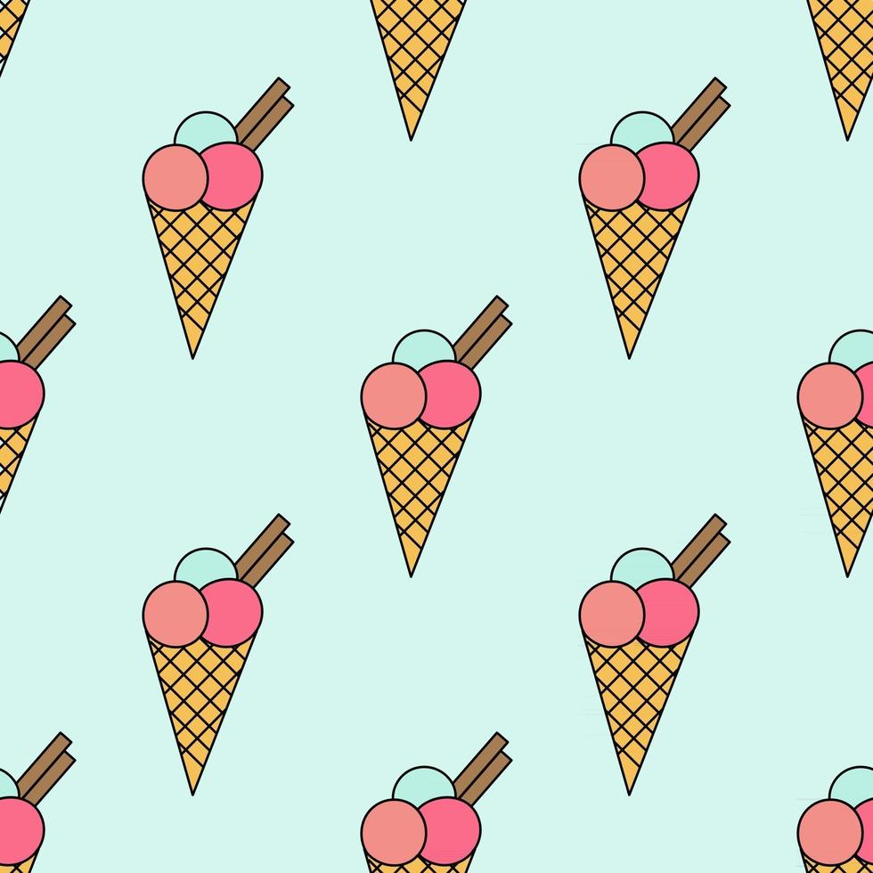 conos de helado, seamless, repetición, vector, patrón vector