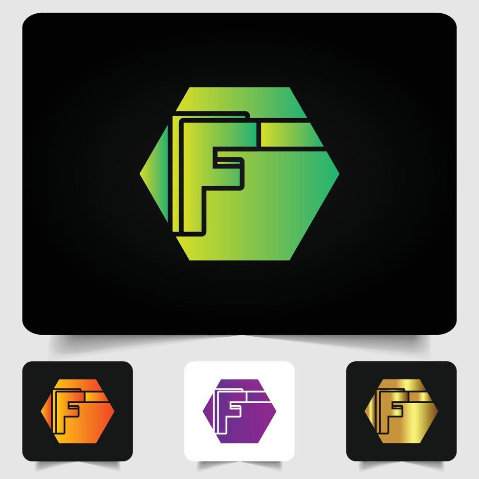 F letter logo modern abstract gradient design vector