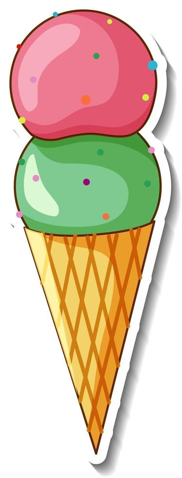 una plantilla de pegatina con cono de helado aislado vector