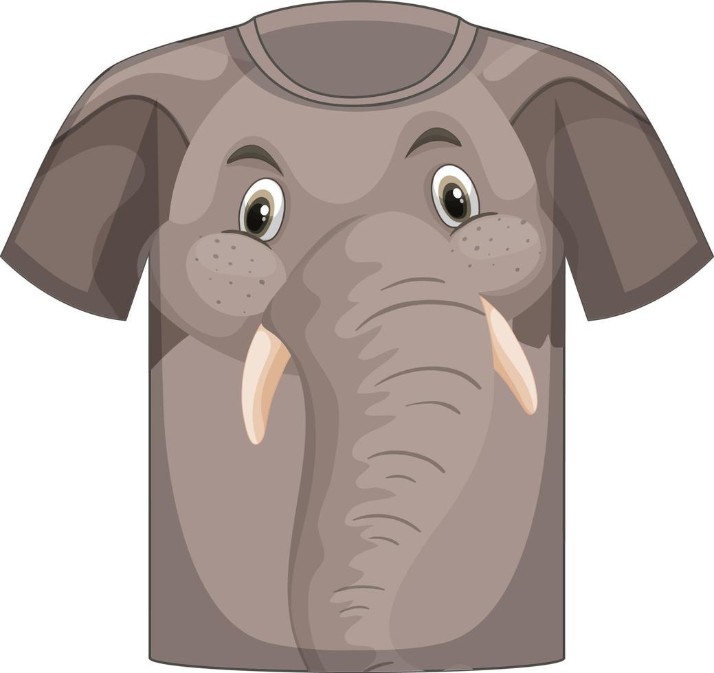 parte delantera de la camiseta con estampado de cara de elefante vector