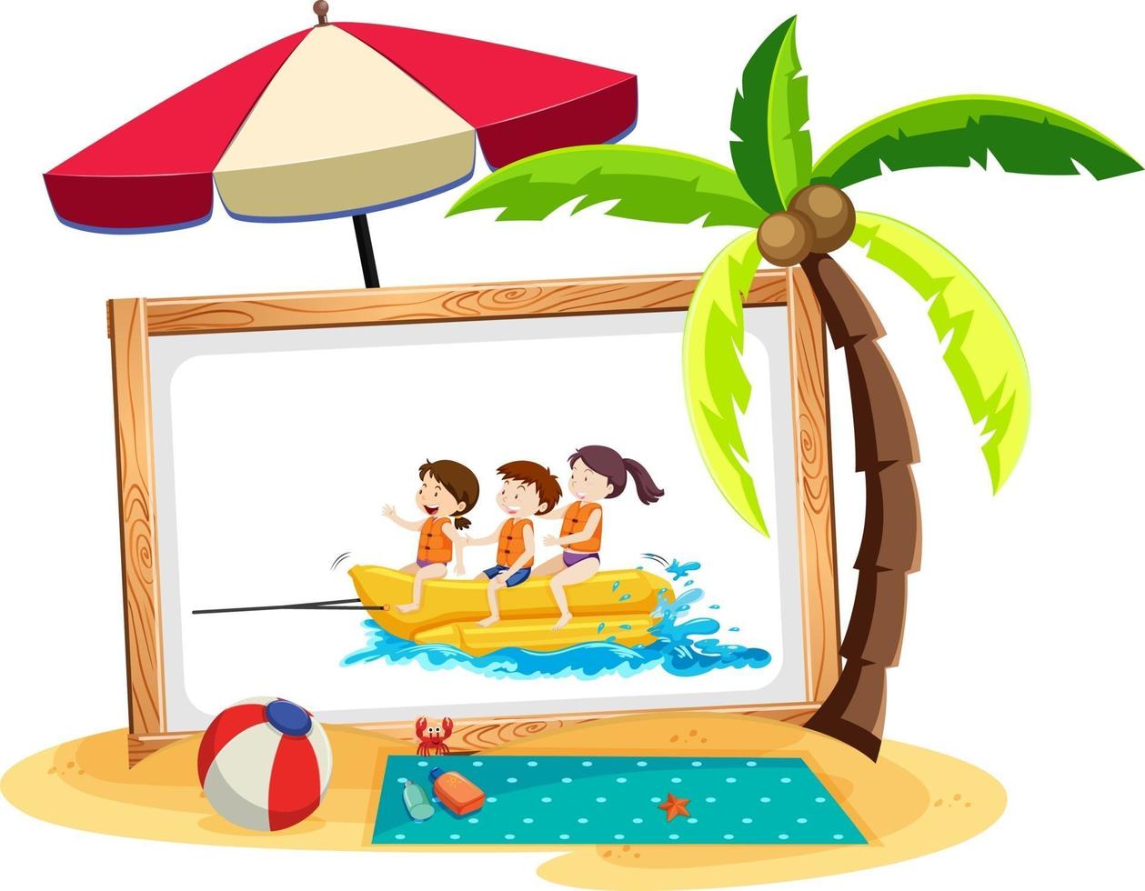 Picture of kids in the beach scene isolated vector