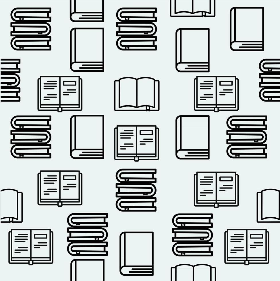 books outline flat seamless pattern vector