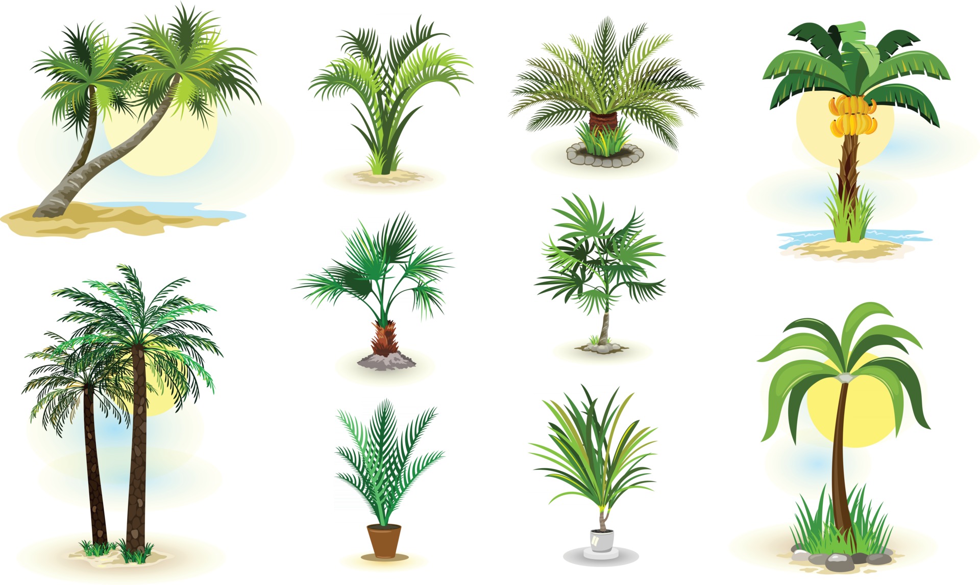 Palm Tree Icons Vector Illustrator 2882832 Vector Art at Vecteezy