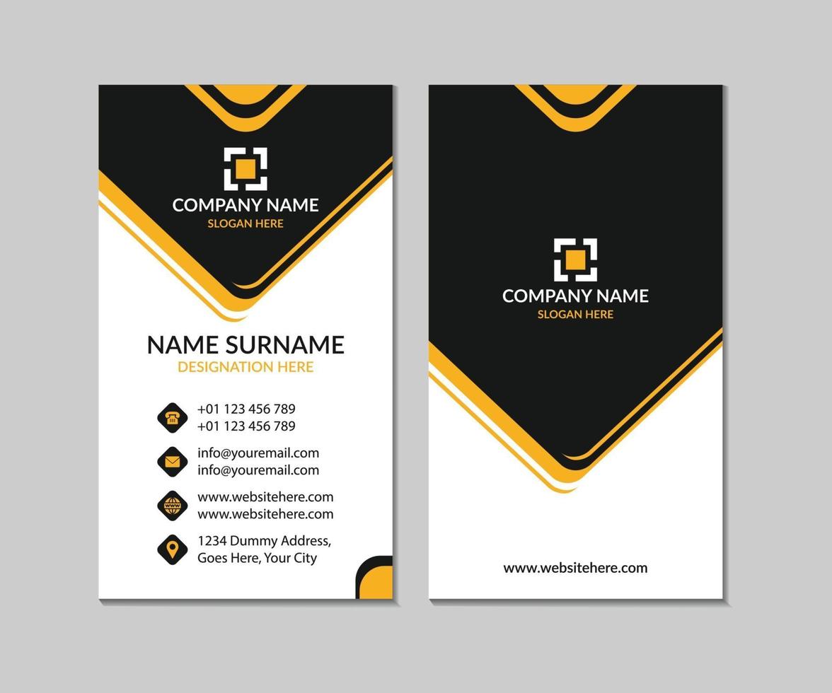 yellow and black realistic business card template modern design vector