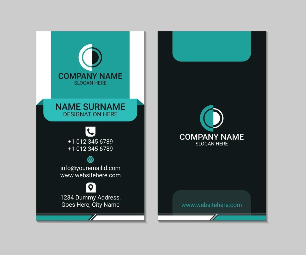vertical blue and black abstract modern business card template vector design