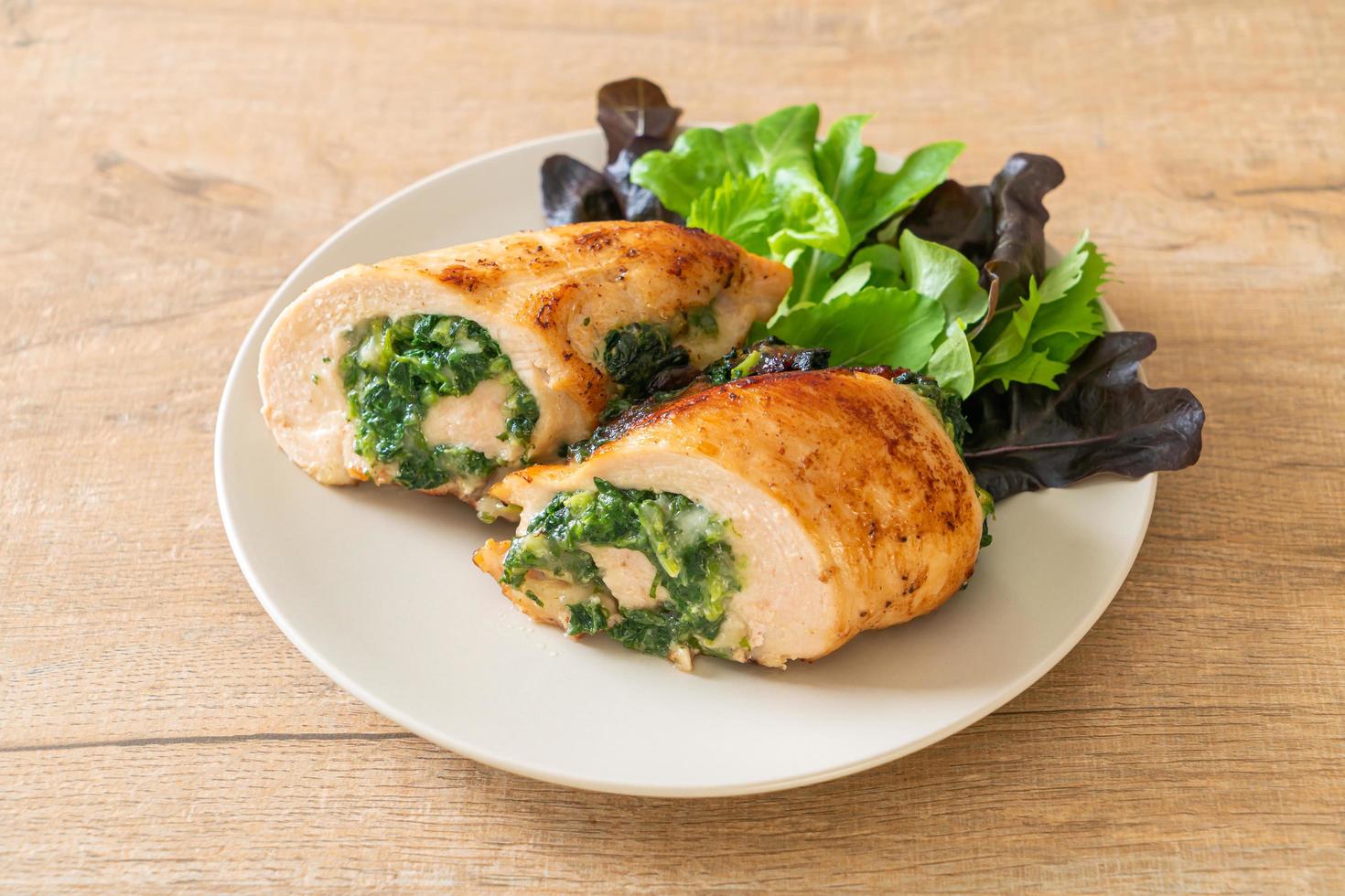 Chicken breast stuffed with cheese and spinach photo