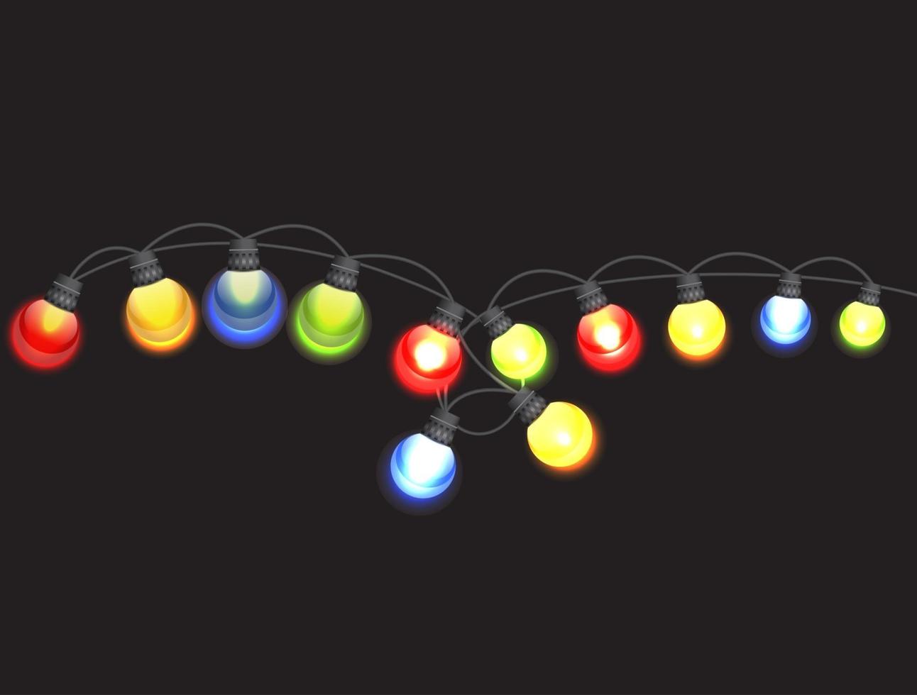 Multicolored Garland Lamp Bulbs Festive Isolated vector