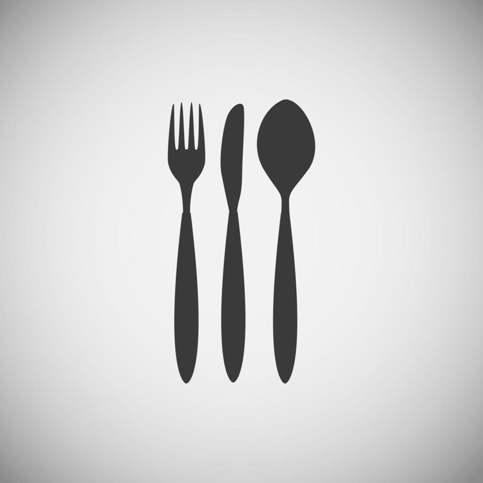 Ilustración de vector de icono de cuchara, tenedor y cuchillo de cubiertos