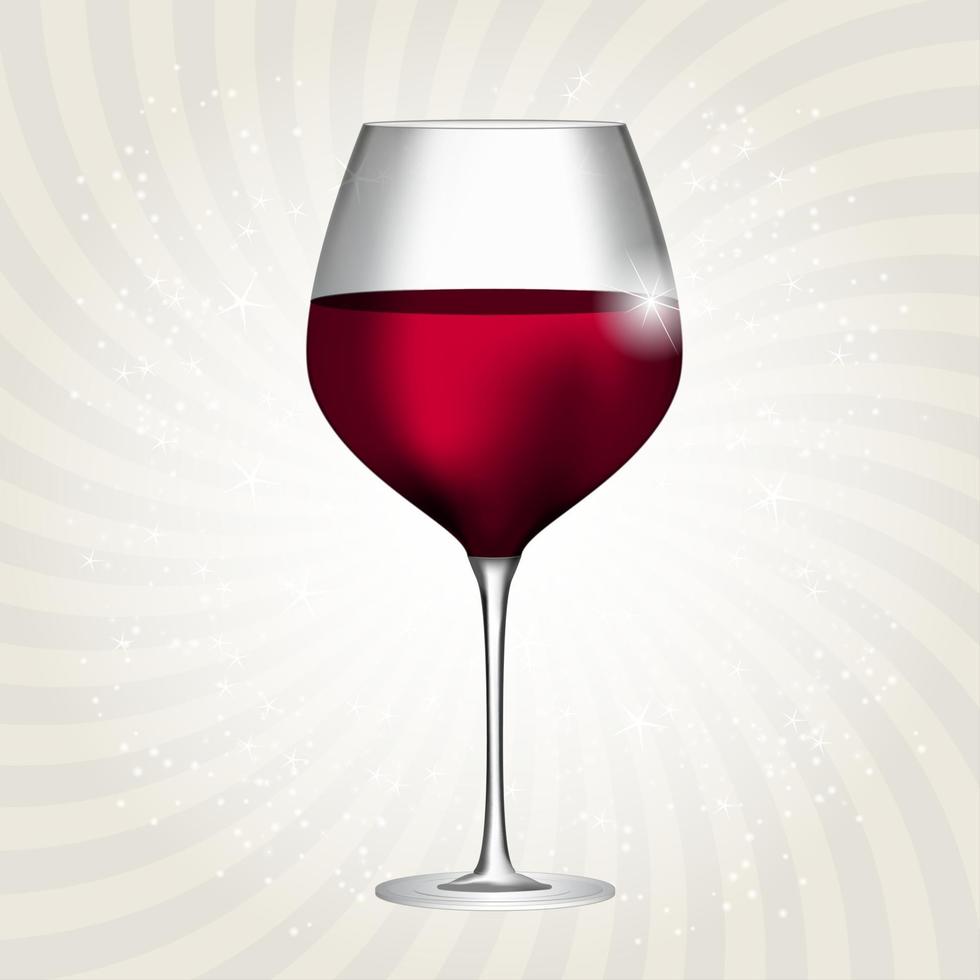 Full Glass of Red Wine on Swirl Background Vector Illustration