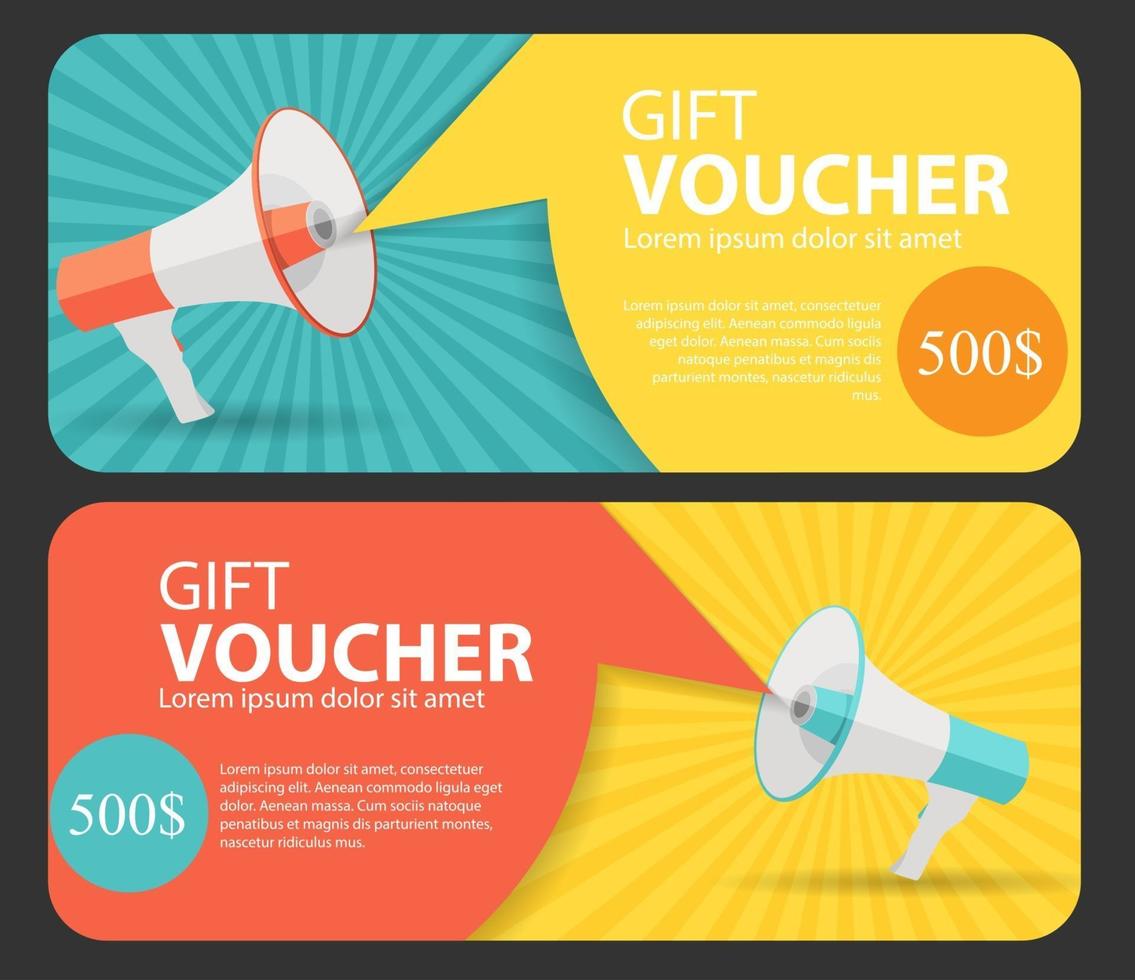 Gift Voucher Template For Your Business. Megaphone and Speech B vector