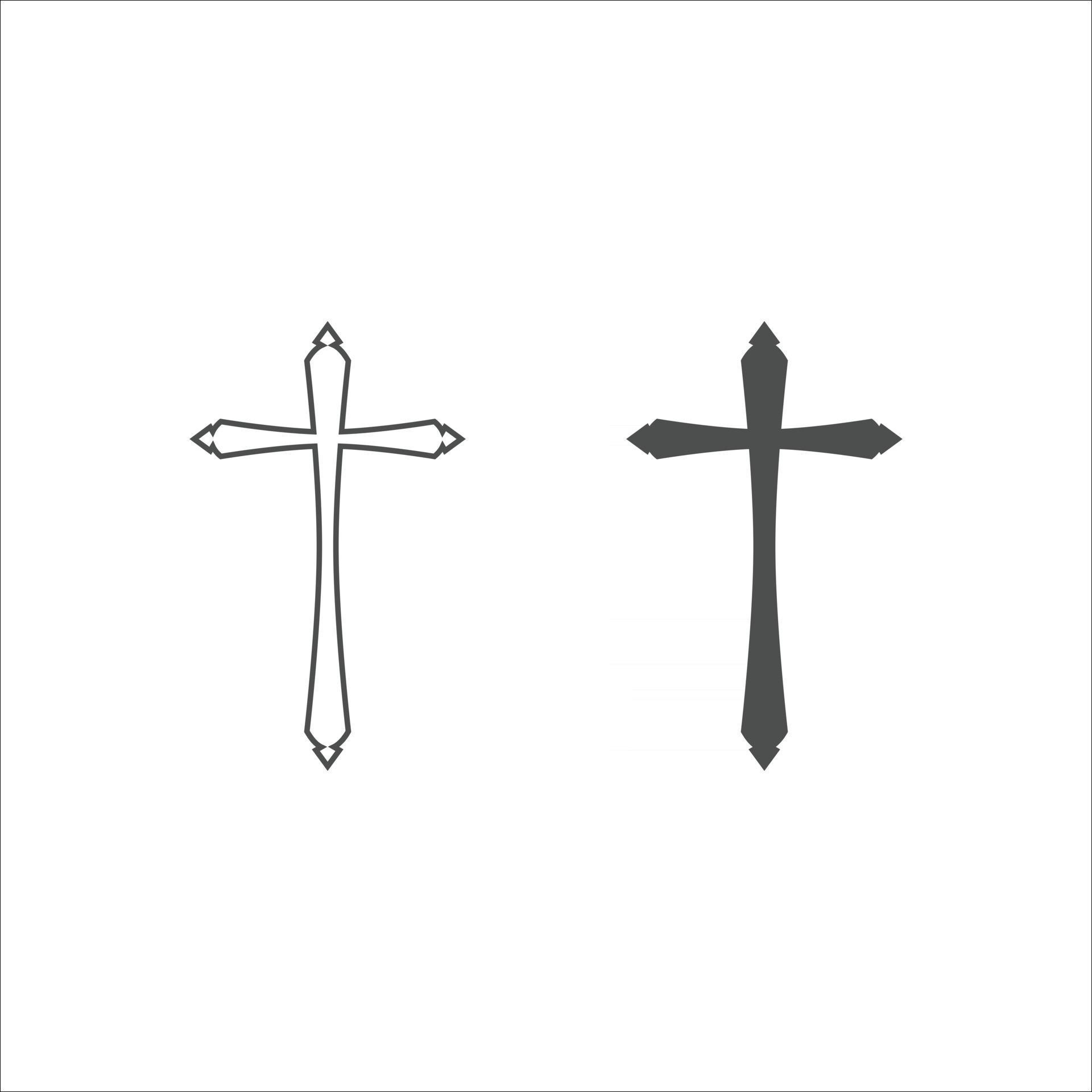 vector de icono de cruz de religión en blanco y negro sobre fondo