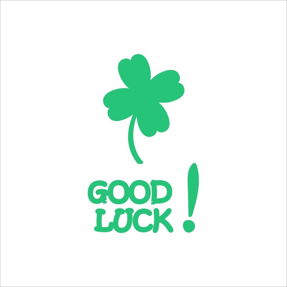 Good luck. Hand drawn shamrock and calligraphy. Vector illustration