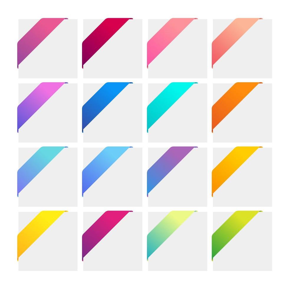 Set of colorful corner ribbons. vector