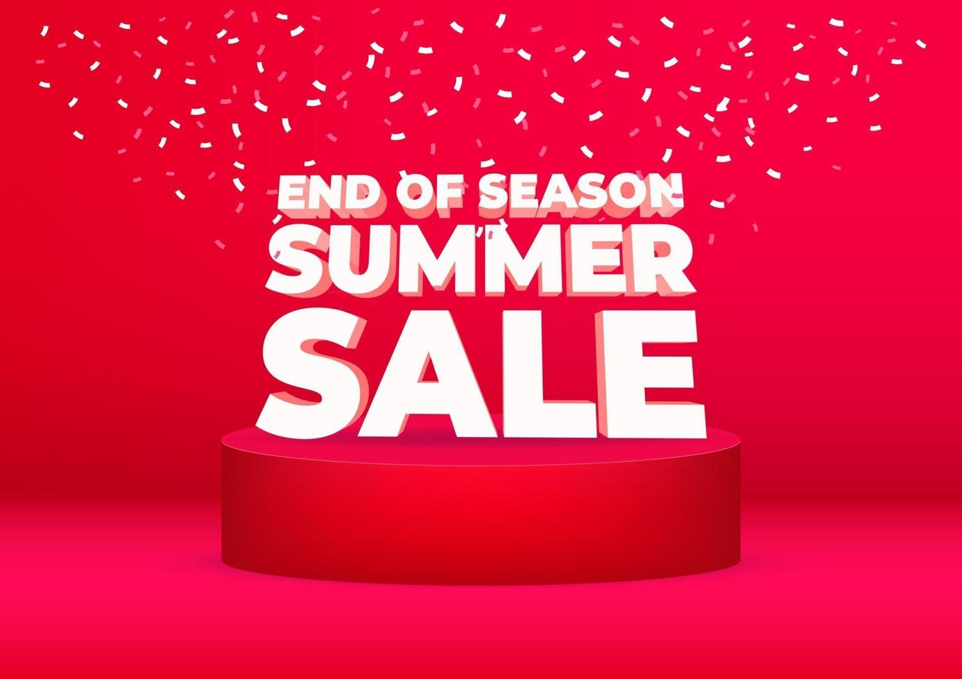 End of season summer sale poster or flyer design. End of season summer sale  on red background. vector