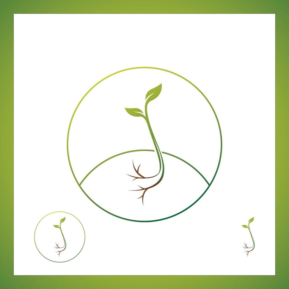 Sprout eco logo, green leaf seedling, growing plant Abstract design concept for eco technology theme. Ecology icon vector