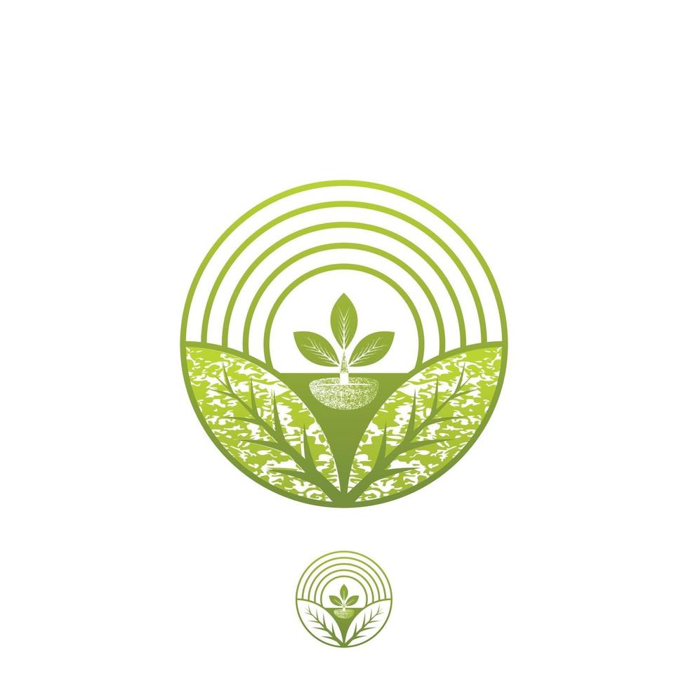 Sprout eco logo, green leaf seedling, growing plant Abstract design concept for eco technology theme. Ecology icon vector