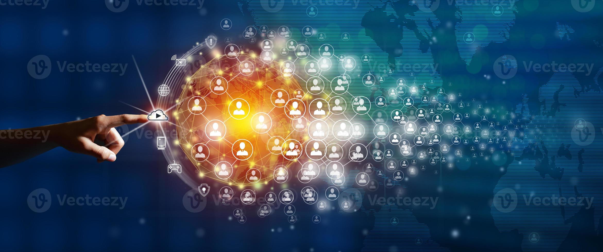 World map and connecting people background concept, original source from NASA photo