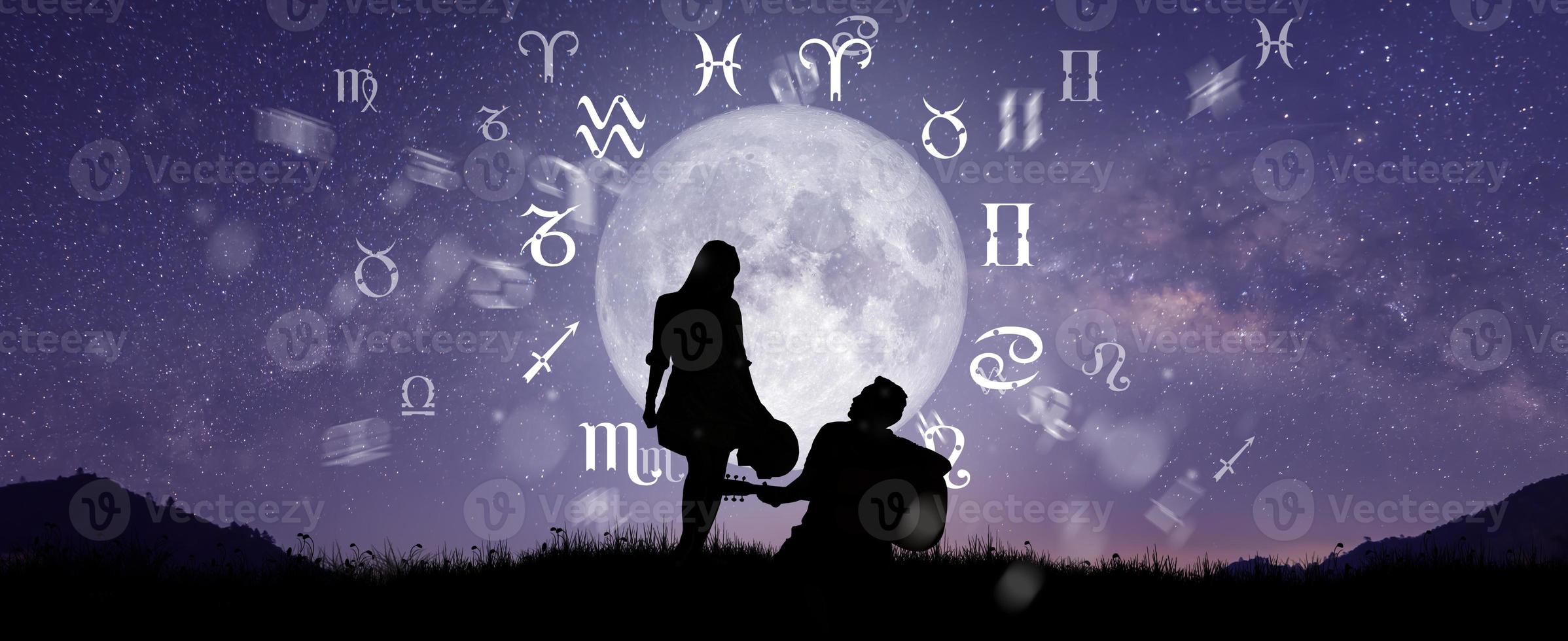 signos del zodíaco astrológico dentro del círculo del horóscopo foto