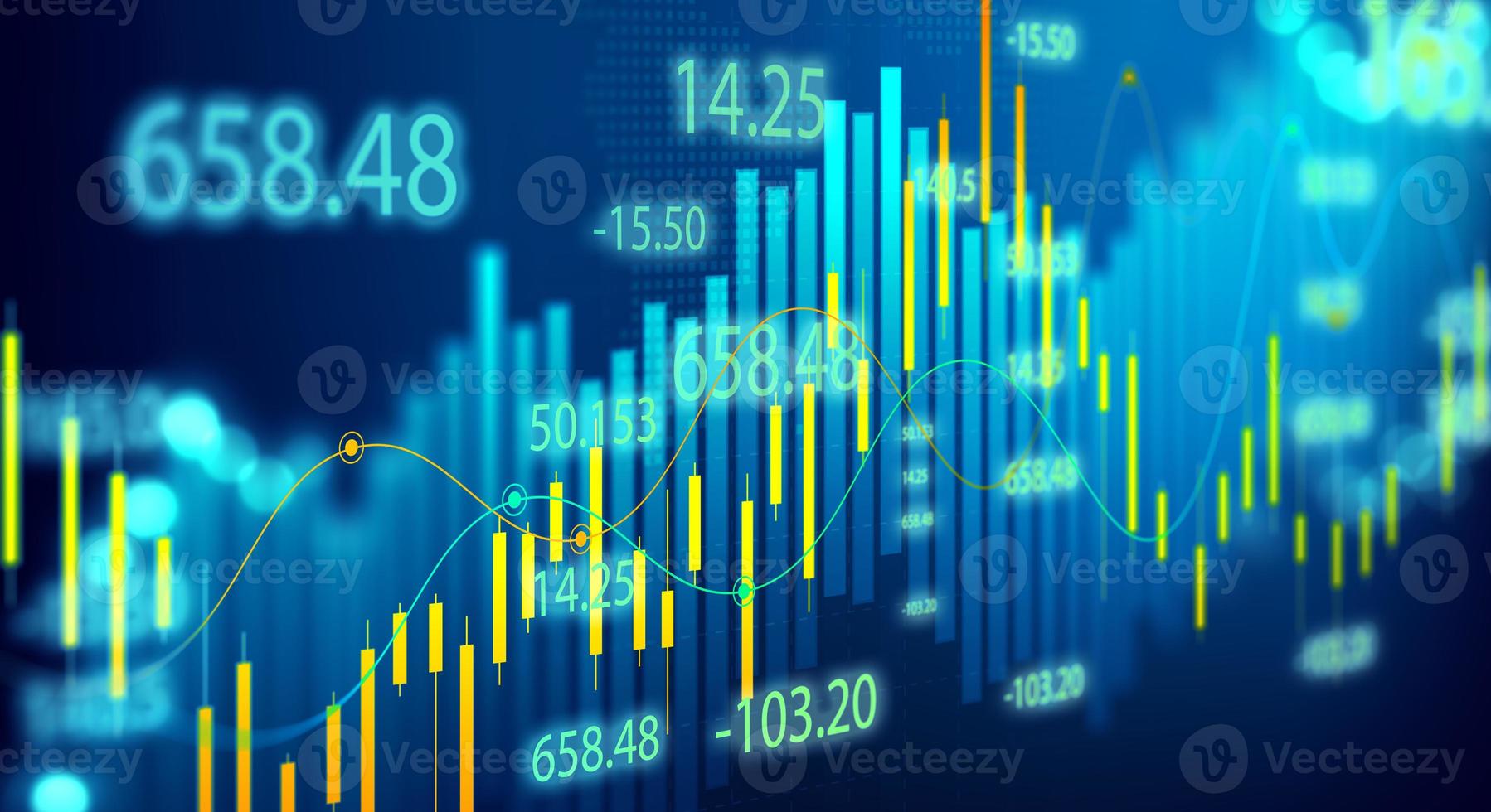 Illustration of forex charts and diagrams for stock market display on board photo