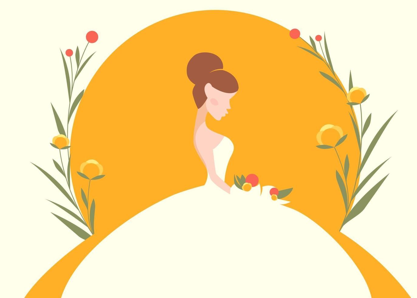 Banner template with bride silhouette. vector