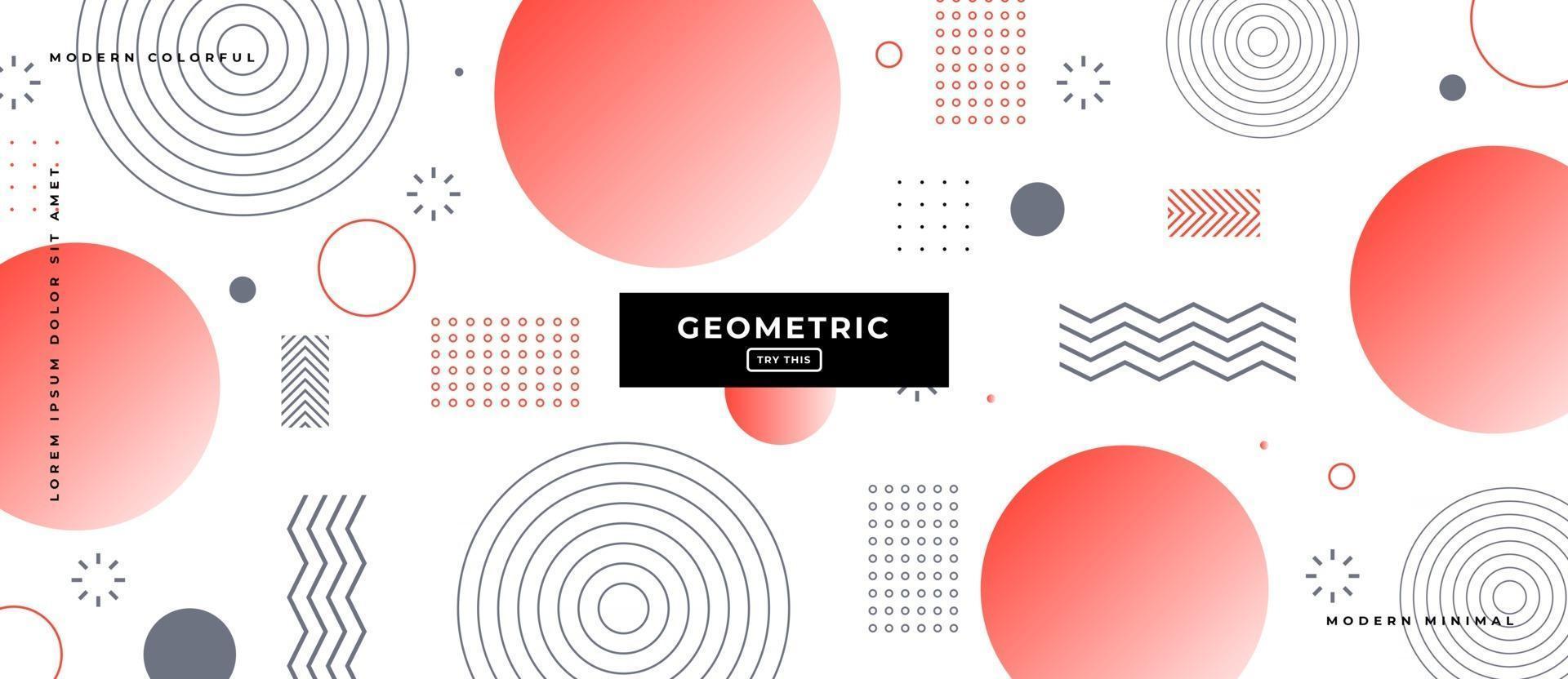 Memphis Style Shapes and Gradient Circle in White Background. vector