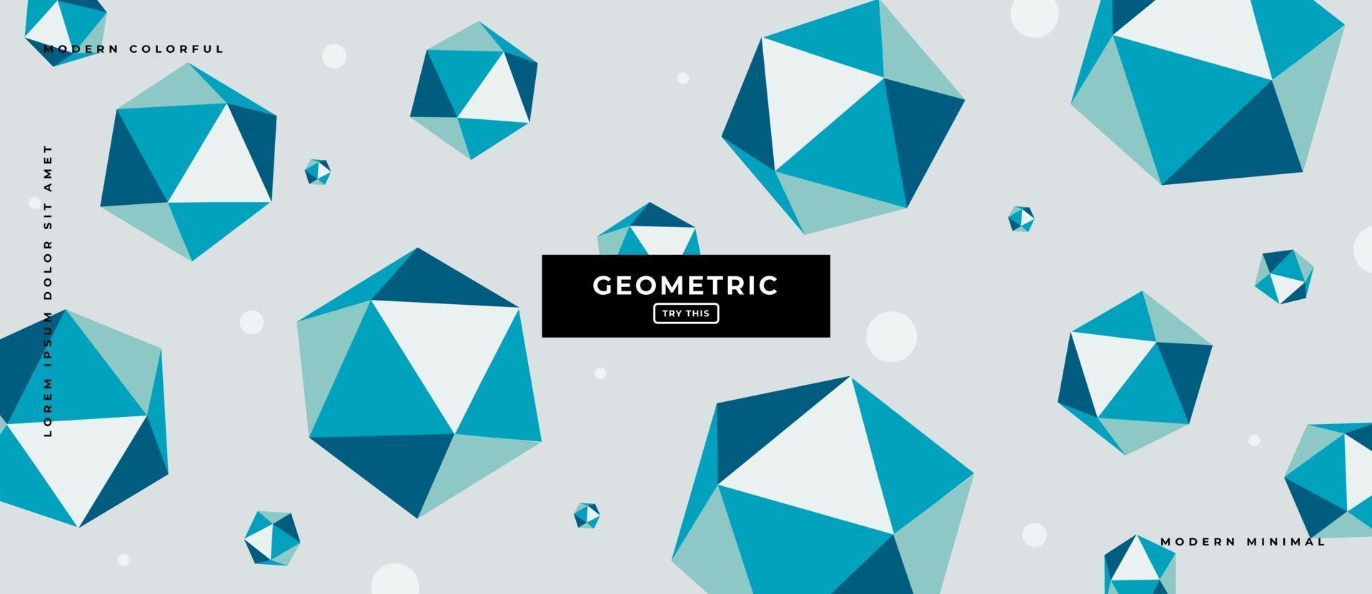 Formas de polígono geométrico 3D en fondo monocromo. vector