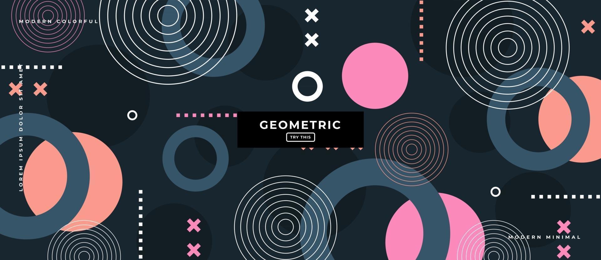 El círculo del estilo de Memphis forma el fondo geométrico. vector