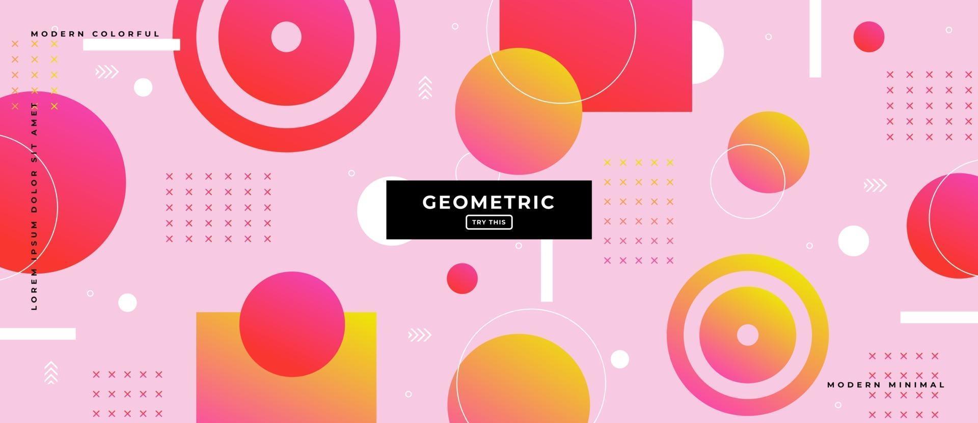 Memphis Style Gradient Geometric Shapes Background. vector
