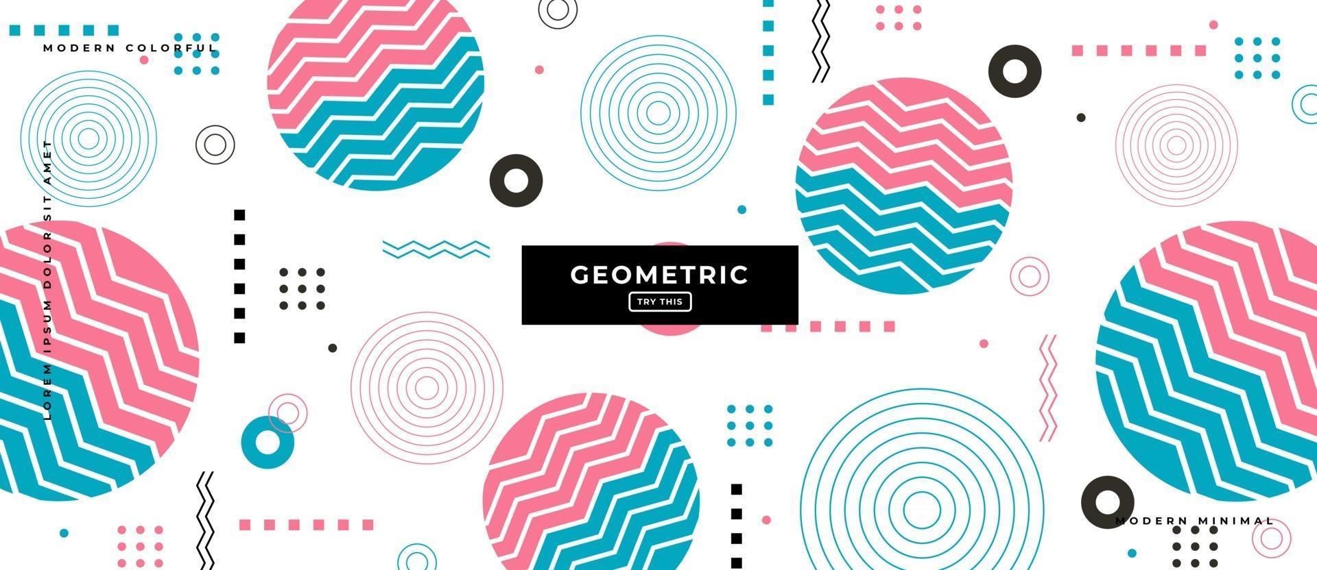 Memphis Style Geometric Circle Cut Background. vector