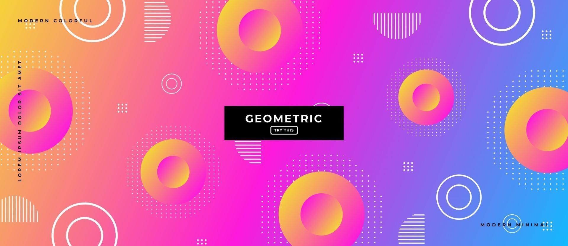 3d Circle Geometric Shapes in Multicolor Gradient Background. vector