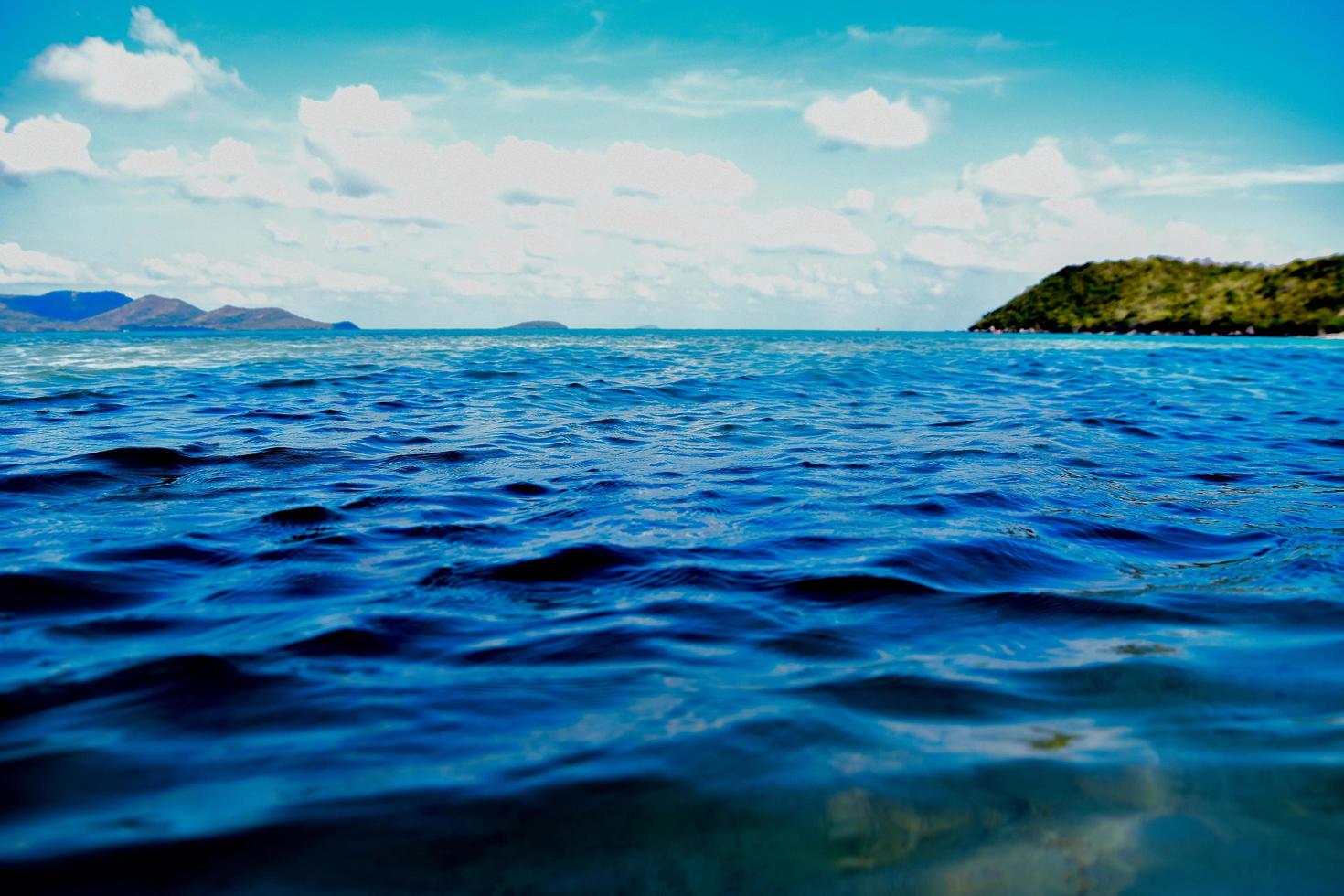 Blue Sea view and blue sky background photo