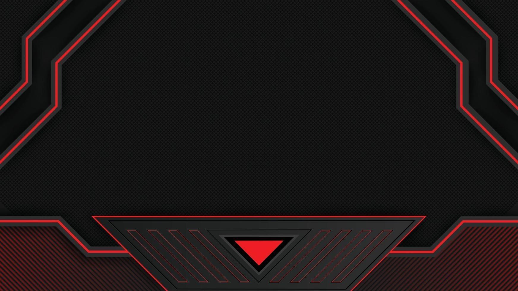 Fondo de juego futurista rojo y negro abstracto en vector de transmisión en vivo