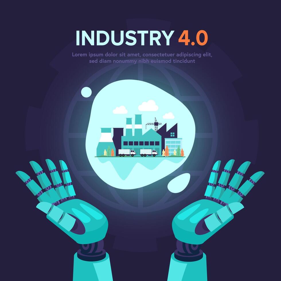 Abstract Robotic hand Smart Industry 4.0 concept vector