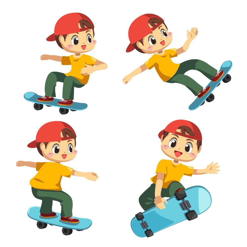 Set of teenager or boy with sketchboard cartoon vector