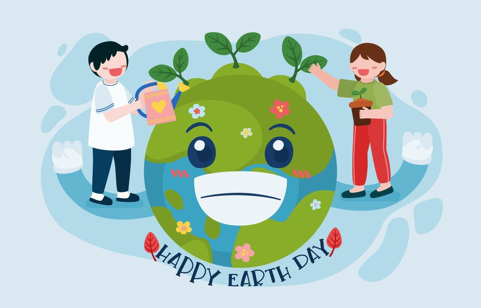 Happy Earth day and World environment day with planting vector